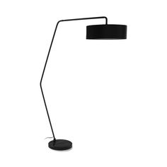 a black floor lamp on a white background