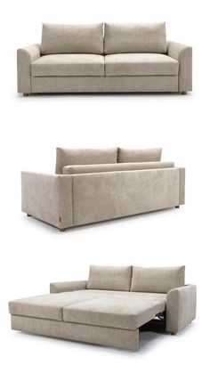 three different views of the same couch