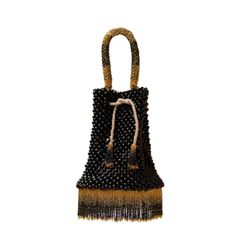 Jet Lag mode black Waterfall Handbag - shopsigal Black Beaded Handheld Shoulder Bag, Black Beaded Shoulder Bag For Everyday Use, Black Handheld Beaded Shoulder Bag, Black Beaded Rectangular Shoulder Bag, Chic Black Handwoven Bucket Bag, Black Handheld Shoulder Bag With Bamboo Handle, Black Beaded Bohemian Bags, Bohemian Black Beaded Shoulder Bag, Handmade Black Rectangular Bucket Bag