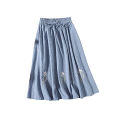 Details: Gender: Women Item Type: Skirt Material: Cotton Linen Season: Spring, Autumn Pattern: Embroidery Style: Casual, Loose, Retro Waist Type: Elastic Waist Size: One Size Waist: 60.00 - 100.00 cm/ 23.62 - 39.37 " Length: 80.00 cm/ 31.50 " Hem: 222.00 cm/ 87.40 " Leather Oxfords Women, Loose Skirt, Fall Winter Essentials, Retro Embroidery, Autumn Pattern, Bleu Violet, Pattern Embroidery, Winter Essentials, Tie Dye Skirt