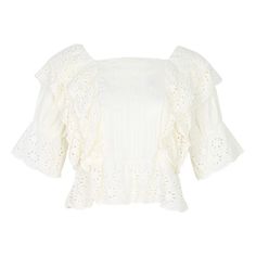 FREE SHIPPING Summer Hollow Out Women Shirt Square Collar Puff Sleeve Ruffle Blouse Female Fashion New Casual JKP2126 Feminine Puff Sleeve Top With Ruffles For Day Out, Feminine Puff Sleeve Top With Ruffles, Feminine Peasant Top With Puff Sleeves And Ruffles, Feminine Ruffled Puff Sleeve Peasant Top, Chic Blouse With Broderie Anglaise And Ruffled Collar, Elegant Ruffled Peasant Top For Daywear, Summer Puff Sleeve Top With Ruffles For Brunch, Chic Tops With Broderie Anglaise And Ruffled Collar, Summer Ruffled Puff Sleeve Top For Brunch