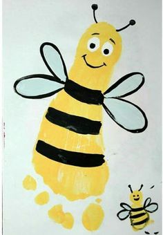 a child's drawing of a bee and a honeybee