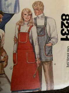 an image of a man and woman in aprons on the cover of a sewing pattern