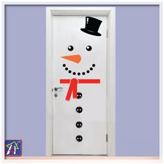 a door with a snowman painted on it