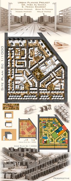 an architectural diagram shows the various sections of a building and its surrounding area, including parking lots