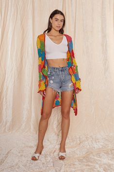 Our 'Sunshine Cardigan' really speaks for itself. Bright, soft, and colorful--she's ready to take summer by storm! Made in India Hand Wash Only Style: R4492-42FI-112 Color: Multi Cover Up, India, Color