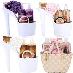 Draizee (Set of 4) Draizee Heel Shoe Spa Gift Set – Rose, Lavender, Coconut Scented Bath Essentials & Refreshing Lovely British Rose Fragrance Gift Basket With Shower Gel, Bubble Bath, Body Butter, Body Lotion & Soft EVA Bath Puff – Luxurious Home Relaxation Gift       LOADED WITH 6 LUXURY SPA ESSENTIALS: Indulge your wife or girlfriend with a gift bag overflowing with high quality bath and body products. Included items are: Shower Gel, Bubble Bath, Body Butter, Bath Salt, Bath Oil, Soap HAVE YO Bath Gift Basket, Spa Gift Set, Rose Lavender, Bath Gift Set, Lavender Fragrance, Spa Gift Basket, Bath Gift, Bath Essentials, Pampering Gifts