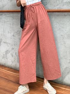 SPU:E5SPA635EC9Pattern Type:SolidMaterial:CottonOccasion:Daytime,Going outStyle:CasualTheme:SummerColor:White,RedSize:One-sizeLength (cm):One-size:86Waist (cm):One-size:68-100Size ChartSizeLengthWaistcminchcminchOne-size8633.96826.8 Casual Wide Leg Pants, Summer Colors, Leg Pants, Wide Leg Pants, Going Out, Wide Leg, Plus Size, Pants, Red