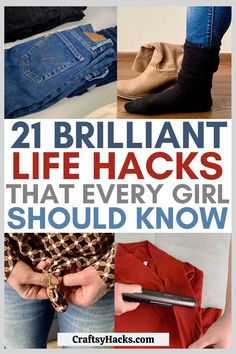 the cover of 21 brilliant life hacks that every girl should know by crafty hacks