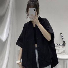 Ulzzang Black, Retro Womens Fashion, Retro Fashion Women, Summer Chic, Sleeve Women, Student Fashion, Sleeves (women), Three Quarter Sleeves, Quarter Sleeve