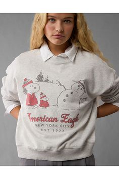 Super soft fleece/Crew neck/Snoopy graphic/Ribbed cuffs & hem