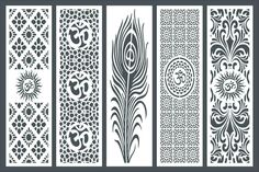 four different patterns in the form of decorative dividers, each with an intricate design