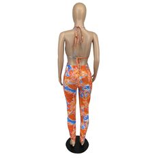 Sexy Printed Folds Pants Set