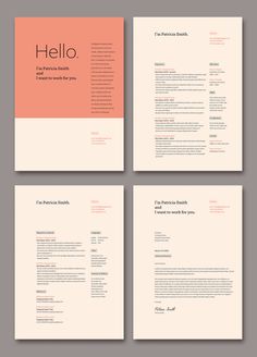 four pages with different font and colors