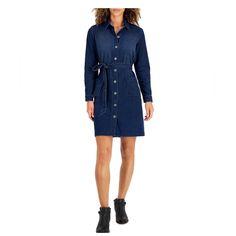 All Orders Ship By Next Business Day! Brand New With Tag Dark Wash Denim Button Front Belted Dress Size L Measurements* Shoulder To Shoulder 17 In Underarm To Underarm 23 In Waist Width 21 In Hip Width 25 In Length 38.5 In Sleeve Length 24.5 In *Measurements Are Approximate A Tie Belt Lets You Create A Perfect Fit. Button Closure Down The Front And Patch Pockets At Front. Spread Collar. Buttons At Ends Of Sleeves. 72% Recycled Cotton 25% Recycled Polyester 3% Spandex Versatile Dress That Can Be Trendy Button-up Denim Dress For Workwear, Knee-length Denim Shirt Dress With Buttons, Casual Indigo Denim Dress With Buttons, Denim Shirt Dress For Work With Button Closure, Denim Shirt Dress With Button Closure For Work, Casual Indigo Denim Dress With Button Closure, Fall Cotton Denim Dress With Button Closure, Denim Button-up Shirt Dress For Work, Fall Collared Blue Denim Dress