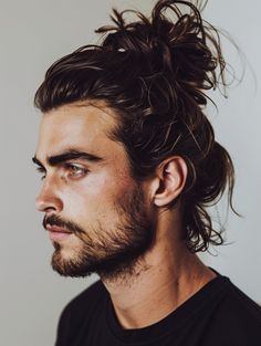 Days Wedding Buns, White Men Hairstyles, Man Long Hair, Man Bun Styles, Messy Hair Bun, Wedding Bun, Angular Face