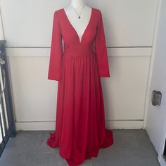 New With Tags, Light In The Box Red Bridal Dress. Had Pads In The Chest. No Size On Tags, But Below Are The Measurements. Zips Up In The Back. Bust: 16.5" Sleeve Length: 24" Length: 58" Red V-neck Maxi Dress For Bridesmaid, Red V-neck Holiday Maxi Dress, Red V-neck Maxi Dress For Holidays, Red Long Sleeve Maxi Dress For Wedding, Billabong Maxi Dress, Blue Knit Dress, Red Bridal Dress, Floral Print Dress Summer, Beautiful Summer Dresses