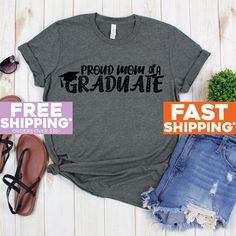 Funny Mother Shirt - Proud Mom Of A Graduate Tee Shirt - Family Graduation Shirt - Mom Tee Shirt Shirts 》》》》FAVORITE OUR SHOP TO GET AMAZING DEALS EVERY WEEK!《《《《 Click Below  https://www.etsy.com/shop/GreyisthenewblackCo + Poly/Cotton Blend + Exclusive T-shirt branded unisex tee designed and printed in the USA. + Professionally printed super soft funny and awesome tees. + Our lightweight fitted tees are made from ultra soft ringspun cotton to get that comfortable fit and feel. + Satisfaction guaranteed! + Machine washable (wash inside out in cold water, hang dry, tumble dry low). Funny Mother Shirt - Proud Mom Of A Graduate Tee Shirt - Family Graduation Shirt - Mom Tee Shirt Novelty Tops & Tees We have funny tshirt, shirts for women, funny tshirts, mens funny tshirt, funny tshirt women, c Chaos Coordinator Shirt, Funny Grandma Shirts, Graduation Shirts For Family, Teacher Tee Shirts, Mom Tee Shirts, Funny Grandma, Graduation Shirt, Mother Shirts, Womens Disney Shirts