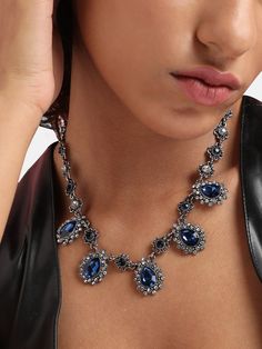 Category Necklace and Chains Color Sapphire Blue Material Alloy Plating Silver-Plated Gemstone/ Stone type Artificial Stone Closure Lobster Clasp Oxidised Necklace, Best Casual Shirts, Track Pants Women, Oxidized Necklace, Artificial Stone, Necklace Fashion, Sapphire Blue, Blue Colour, Collar Necklace