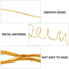 three different types of metal wire are shown in this graphic above the words, smooth edges, metal material, not easy to fade and smooth edges