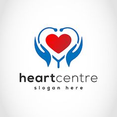 two hands holding a heart logo with the word heartbeattree written on it, in blue and red colors