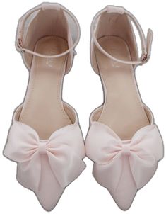 Spring Party Ballet Flats, Pink Feminine Low Heel Flats, Feminine Pink Low Heel Flats, Feminine Pink Flats With Low Heel, Summer Pointed Toe Flats With Bow, Elegant Pink Evening Flats, Flat Summer Wedding Shoes For Bridesmaids, Chic Summer Party Ballet Flats, Flat Wedding Shoes For Prom In Spring