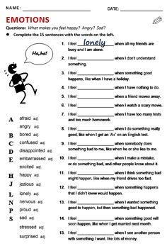 an english worksheet with the words emotions