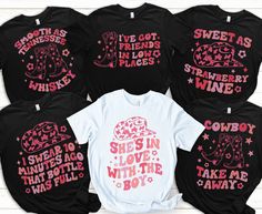 six shirts that say she's in love with the boy