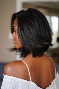 Shoulder Length Hairstyles With Layers, Shoulder Length Black Hair, Sew In Weave Hairstyles, Short Black Hair, Haircuts For Medium Length Hair, Midlength Haircuts, Sassy Hair, Long Bob, Shoulder Length Hair