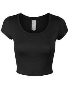 Buy KOGMO Womens Short Sleeve Crop Top Solid Round Neck T Shirt at Walmart.com Crop Tee Shirt, Trendy Summer Clothes, Short Sleeve T Shirt, Black Shirt Crop Top, T Shirts Woman, Summer Crew Neck Solid Color Crop Top, Summer Crew Neck Crop Top In Solid Color, Stretch Crop Top T-shirt In Solid Color, Trendy Solid Color Crew Neck Crop Top