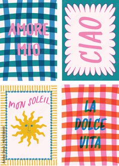 four different designs with the words la dolce vita and more mio on them