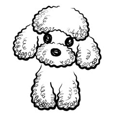 a black and white drawing of a poodle dog