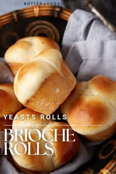 A basket of brioche dinner rolls. Brioche Dinner Rolls Recipe, Brown And Serve Rolls Recipes, French Bread Rolls Recipe, Savory Rolls Recipe, Butter Rolls Recipe, Quick Rolls Recipe, Brioche Dinner Rolls, Protein Recipes Dinner, Yeast Dinner Rolls Recipe