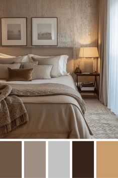 a bedroom with neutrals and browns on the walls