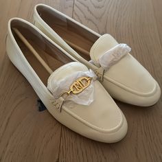 New In Box Gorgeous Soft Leather In Off White Color Loafers By Lauren Ralph Lauren Size 8b Women Ralph Lauren Loafers Women, Elegant Cream Loafers With Removable Insole, Ralph Lauren Shoes Women, Ralph Lauren Loafers, Old Money Elegant, Aw 2024, Ralph Lauren Shoes, At The Store, Women's Loafers