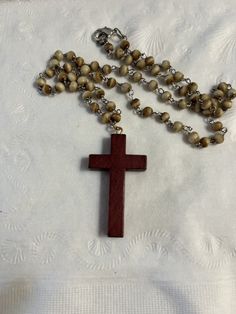 "Beautiful Wood Cross Necklace on a Beaded Chain   20\" in Length" Wooden Cross Necklace, Wood Cross, Wood Crosses, Wooden Cross, Wedding Jewellery Necklace, Wedding Necklaces, Beads Necklace, Wedding Necklace, Beaded Chain