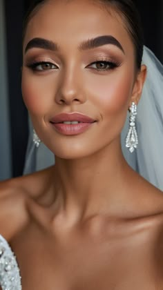 a woman in a wedding dress with makeup on her face and veil over her head