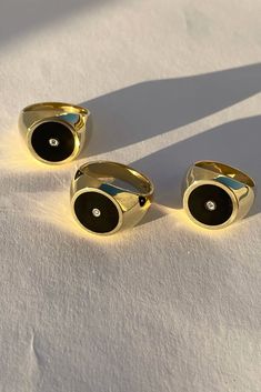 Brass Black Onyx with Diamond Signet Ring - Round - Assembly New York | Assembly New York Leo And Capricorn, Onyx Signet Ring, Diamond Signet Ring, Personal Energy, Star Signs, Negative Energy, Signet Ring, Online Purchase, Black Onyx