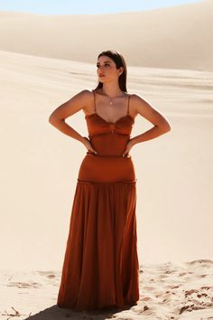 Cleo Cognac Dress – Love + Lavender Boutique Burnt Orange Maxi Dress, Orange Maxi Dress, Burnt Orange Dress, Smocked Top, Evening Attire, Orange Dress, Glamorous Evening Gowns, Flowing Maxi Dress, Fashion Sense