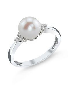 Freshwater Pearl & Diamond Grace Ring White Pearl Ring With Diamond Accents And Akoya Pearl, Formal Pearl Drop Diamond Ring Fine Jewelry, Formal White Diamond Ring With Pearl Drop, White Akoya Pearl Rings With Diamond Accents, Pearl White Diamond Pearl Ring With Drop Detail, Pearl White Diamond Ring With Pearl Drop, Classic White Pearl Ring With Diamond Accents, White Diamond Pearl Drop Ring, White Pearl Diamond Ring With Pearl Drop