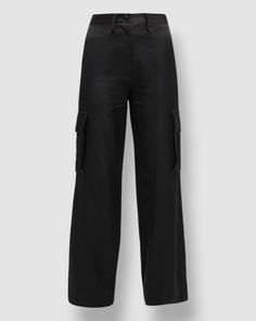 $496 Arias Women's Black Cropped Satin Cargo Trousers Pants Size 14 Description Mid-rise sits high on the hip Side slash pockets Back welt pocket Side patch pockets Cropped fit Straight legs Button/zip fly belt loops Material: Acrylic/Polyester/Wool/Fibers Care: Dry Clean Made in the USA. About Us We sell only 100% authentic clothing from new with tags to gently used. We have a 100% authentic or money back guarantee on every item we sell. Items are listed daily so make sure to put us on your fav Utility Wide Leg Bottoms For Workwear, Wide-leg Work Pants With Patch Pockets, High Rise Wide Leg Pants For Workwear, High Rise Wide Leg Pants With Pockets For Work, High Rise Wide Leg Pants For Work With Pockets, Black Jeans With Patch Pockets For Work, Utility High Waist Work Pants, High Waist Cargo Jeans With Patch Pockets For Work, Utility High Waist Wide Leg Work Pants