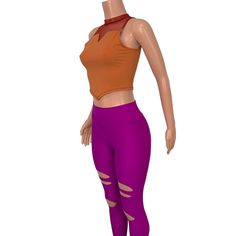 Our Catra costume includes fuchsia spandex high-waisted stirrup leggings with slits on the legs and rust-colored spandex crop tank with red mesh detail in a perfect set for your costume party. The high waist leggings have a 30" inseam. You can request a custom inseam in the customization box. Stretch Crop Top For Cosplay, Catra Costume, She Ra Cosplay, Stirrup Leggings, High Waist Leggings, She Ra, Stirrups, Rust Color, Costume Party