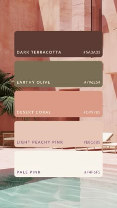 Pink And Terracotta Color Palette, Pale Colors Aesthetic, Peachy Pink Color Palette, Coral Pink Palette, Dark Coral Aesthetic, Hacienda Color Palette, Wellness Brand Color Palette, Warm Tones Aesthetic, Olive Color Palette