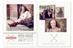 an open house brochure with photos of women in the front and back of it