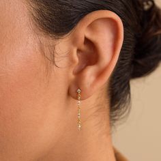 Introducing our stunning Dainty Diamond Drop Earrings—ideal for adding a touch of extra beauty and grace to any wedding attire. With alternating Marquise and Round diamond gemstones, these earrings are a perfect choice for bridesmaids or anyone looking to elevate their style for a special occasion! SKU: RR-ER445 Product Details Material: High Quality Solid 925 Sterling Silver Finish: 18K Gold ∙ Sterling Silver Featuring dainty ~28mm dangling Stud Earrings with ~1-2mm Round and ~3x1.5mm Marquise Caitlyn Minimalist, Initial Tag Necklace, Sideways Initial Necklace, Dainty Initial Necklace, Diamond Huggies, Infinity Sign, Diamond Chain, Marquise Diamond, Diamond Drops