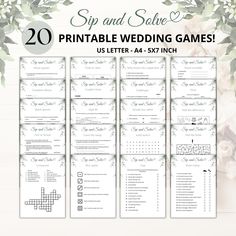 printable wedding games with flowers and greenery