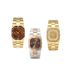 Luxury Stainless Steel Analog Diamond Watch, Luxury Diamond Watch With Rectangular Stainless Steel Dial, Gold Stainless Steel Watch For Business, Gold Stainless Steel Watch Accessories For Business, Formal Yellow Gold Stainless Steel Watch Accessories, Luxury Diamond Watch With Stainless Steel For Formal Occasions, Gold Stainless Steel Watches With Subdials, Luxury Analog Metal Watch Accessories, Luxury Diamond Watch In Stainless Steel For Formal Occasions