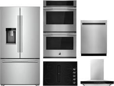 the kitchen appliances are all stainless steel