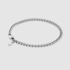 Cuban Bracelet (Silver) 4mm Classic Silver Cuban Link Bracelet For Everyday, Silver Minimalist Curb Chain Bracelet, Silver Curb Chain Minimalist Bracelet, Silver Cuban Link Jubilee Bracelet For Everyday, Classic White Gold Cuban Link Bracelet For Everyday, Modern Silver Stackable Chain Bracelet, Classic Everyday Cuban Link Bracelet In White Gold, Silver Cuban Link Bracelet, Tarnish Resistant For Everyday, Silver Tarnish Resistant Cuban Link Bracelet For Everyday