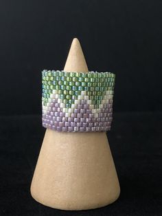 Miyuki ring green purple Handmade Green Crystal Ring, Handmade Small Green Jewelry, Small Handmade Green Jewelry, Green Beaded Rings For Gift, Green Beaded Rings For Gifts, Adjustable Green Crystal Open Ring, Unique Handmade Green Rings, Unique Adjustable Purple Crystal Ring, Unique Green Open Ring